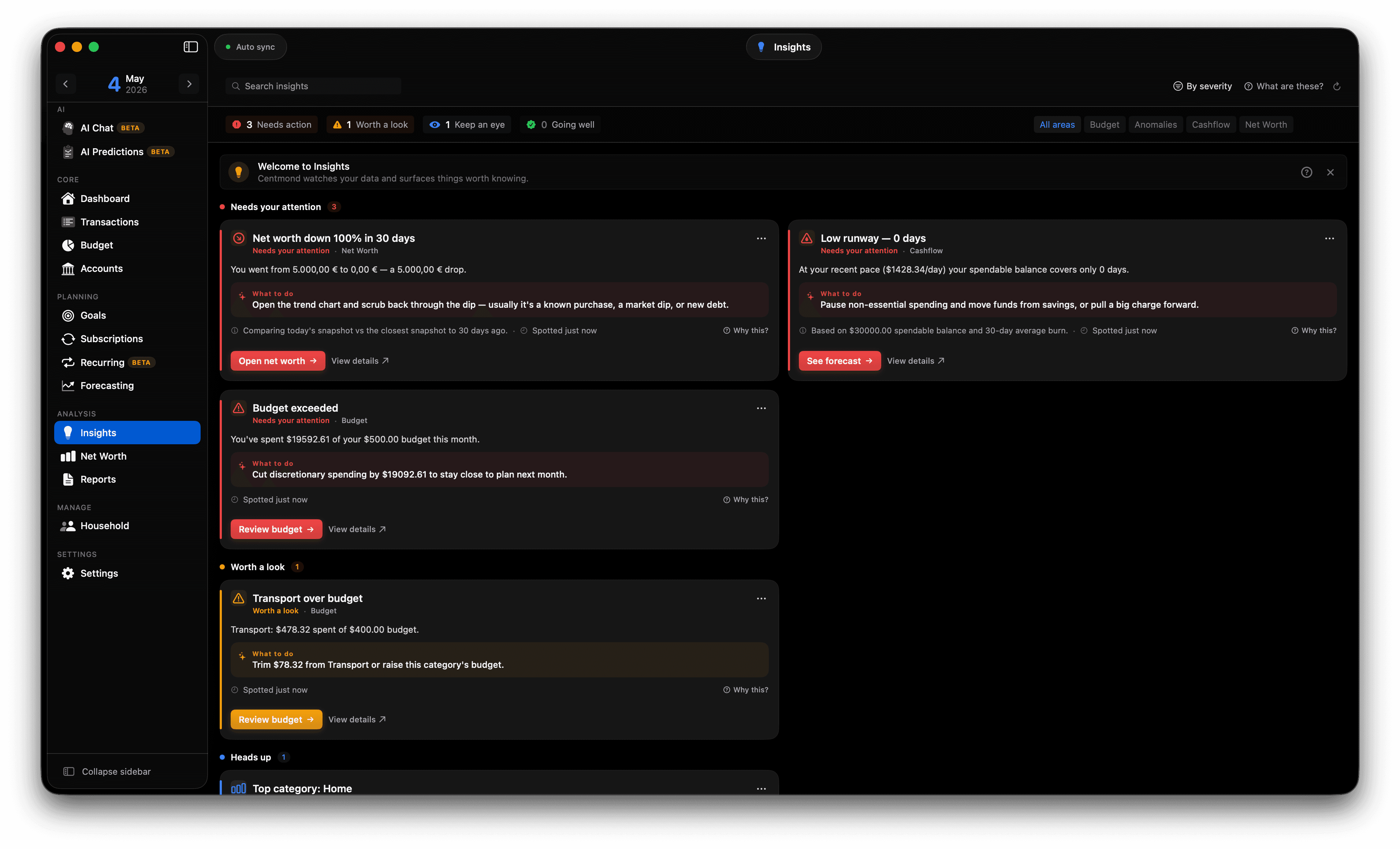 AI Insights, issues that need your attention